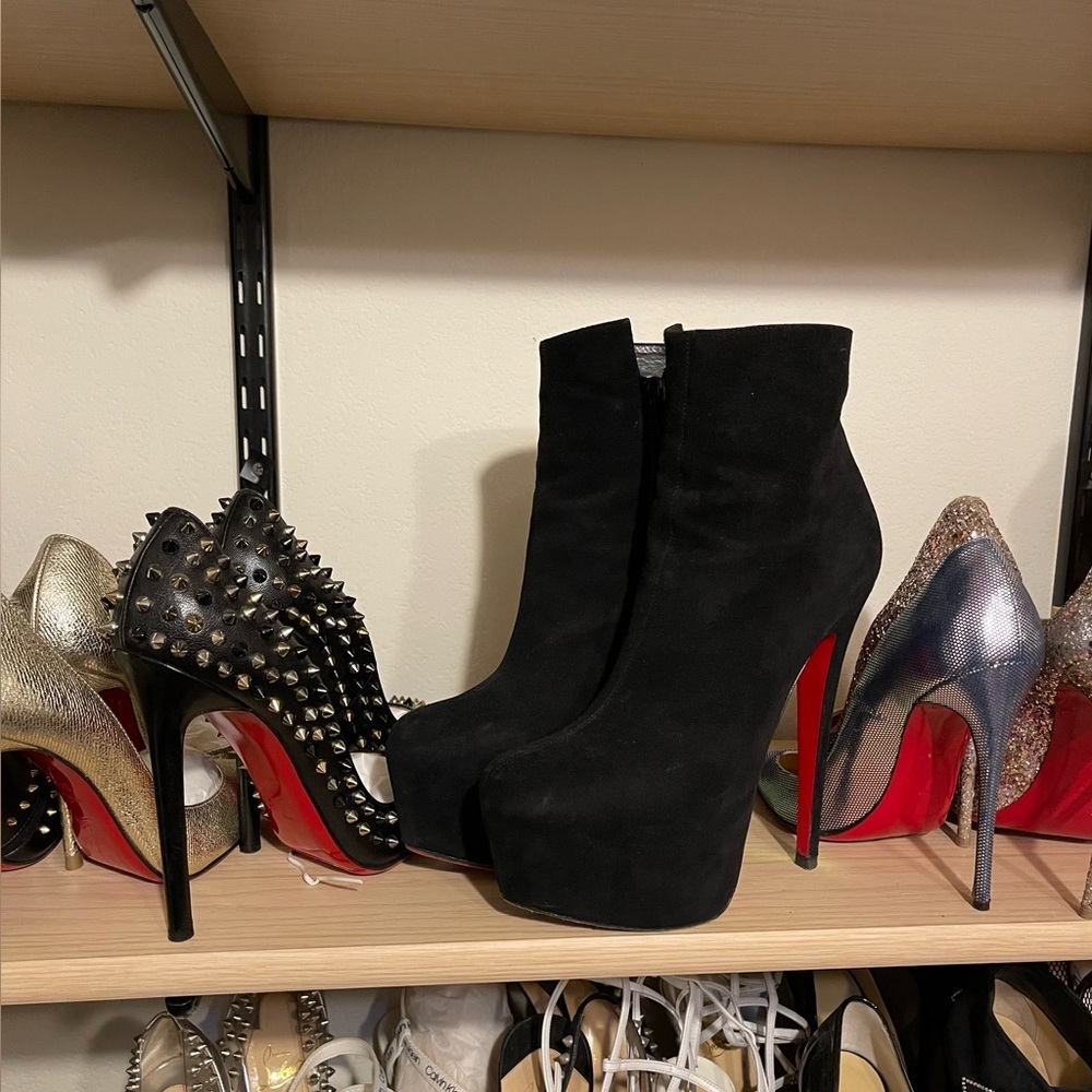 Christian Louboutin Daf Platform Bootie 160 blk Veau Velour suede lthr EU36 - Picture 13 of 14